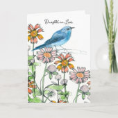 ハッピーバースデー娘の法律中ブルーバードフラワーズ カード (正面)