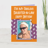 ハッピーバースデー娘インロー写真紫オレンジ カード (正面)