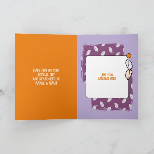 ハッピーバースデー娘インロー写真紫オレンジ カード (内部)