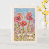 ハッピーバースデー娘パーソナライズされた カード (黄色い花)