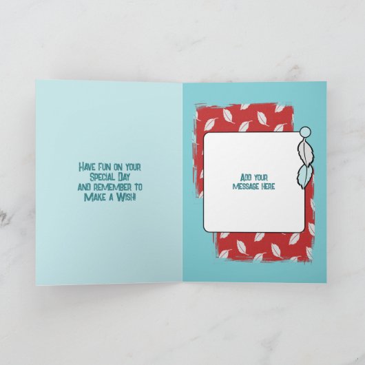 ハッピーバースデー娘写真の緑の赤 カード (内部)