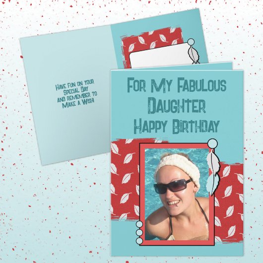 ハッピーバースデー娘写真の緑の赤 カード