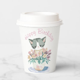 ハッピーバースデー娘 |かわいい子猫の名前 紙コップ