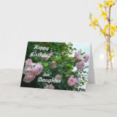 ハッピーバースデー娘/ピンクローズ カード (黄色い花)