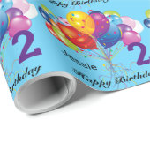 ハッピーバースデー子の名前と年齢のカスタマイズ ラッピングペーパー (ロールコーナー)