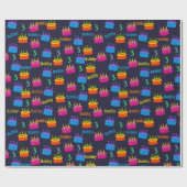 ハッピーバースデー子の名前と年齢の追加カラフル ラッピングペーパー (フラット)