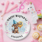 ハッピーバースデー子犬パーティー誕生日紙プレート ペーパープレート (パーティー)