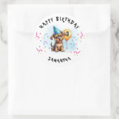 ハッピーバースデー子犬パーティー誕生日 ラウンドシール (バッグ)