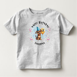 ハッピーバースデー子犬パーティー トドラーTシャツ