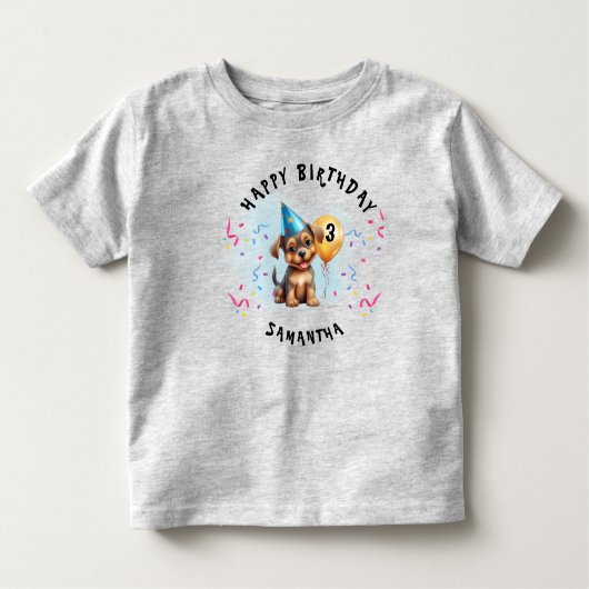 ハッピーバースデー子犬パーティー トドラーTシャツ (正面)