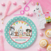 ハッピーバースデー子犬パーティー ペーパープレート (パーティー)