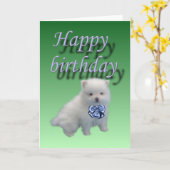 ハッピーバースデー子犬 カード (黄色い花)