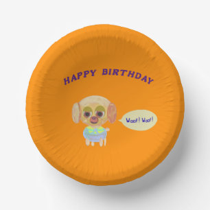 ハッピーバースデー子犬 ペーパーボウル