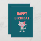 ハッピーバースデー子猫ティール（緑がかった色） (正面/裏面)