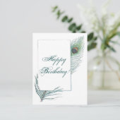 ハッピーバースデー孔雀感動的羽 ポストカード (スタンド正面)