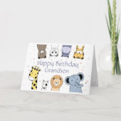 ハッピーバースデー孫おもしろいかわいい動物 カード (正面)
