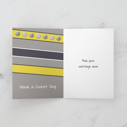 ハッピーバースデー孫のグレーと黄色の写真 カード (内部)