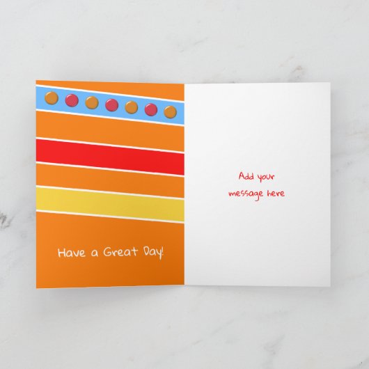 ハッピーバースデー孫の赤い黄色の写真 カード (内部)