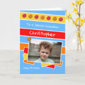 ハッピーバースデー孫の赤い黄色の写真 カード (黄色い花)