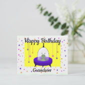 ハッピーバースデー孫キュート宇宙エイリアン ポストカード (スタンド正面)