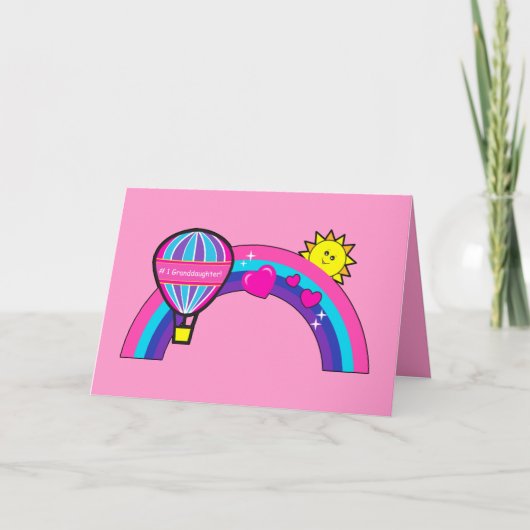 ハッピーバースデー孫娘と太陽と虹 カード (正面)