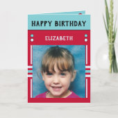 ハッピーバースデー孫娘の名前の写真レッド カード (正面)
