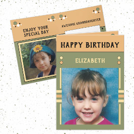 ハッピーバースデー孫娘の名前photo green カード