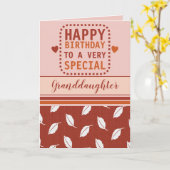 ハッピーバースデー孫娘の葉柄オレンジ カード (黄色い花)