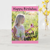 ハッピーバースデー孫娘パーソナライズされた写真 カード (黄色い花)