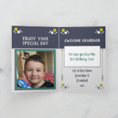 ハッピーバースデー孫最高の日写真名gray カード (内部)