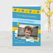 ハッピーバースデー孫青と黄色の写真 カード (黄色い花)