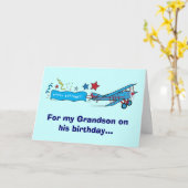 ハッピーバースデー孫飛行機 カード (黄色い花)
