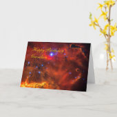 ハッピーバースデー孫、さなぎの輝く星雲 カード (黄色い花)