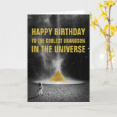 ハッピーバースデー宇宙ピラミッド宇宙飛行士付き カード (黄色い花)