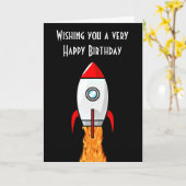 ハッピーバースデー宇宙船ロケット搭載ボーイ カード (黄色い花)