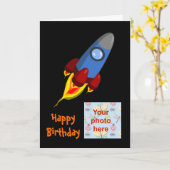 ハッピーバースデー宇宙船ロケット搭載ボーイ カード (黄色い花)
