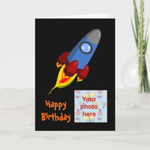 ハッピーバースデー宇宙船ロケット搭載ボーイ カード