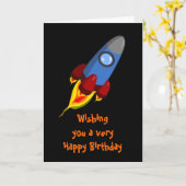 ハッピーバースデー宇宙船ロケット搭載ボーイ カード (黄色い花)