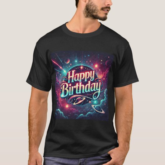ハッピーバースデー宇宙銀河系魔法 Tシャツ (正面)