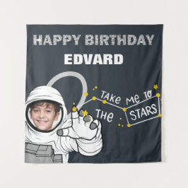 ハッピーバースデー宇宙飛行士の写真タペストリー タペストリー