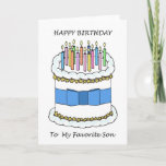ハッピーバースデー対お気に入りのSon カード<br><div class="desc">大きなお誕生日ケーキが灯されたろうそくに覆われ、「息子への文字」と共にハッピーバースデー付きでお気に入りのある。</div>