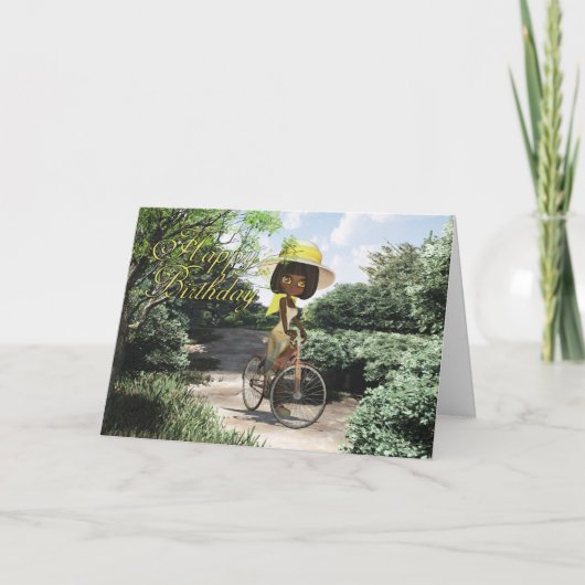 ハッピーバースデー小さな女の子オンフットパスバイ カード (正面)