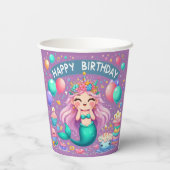 ハッピーバースデー小さな女の子マーメイド紙カップ 紙コップ (裏面)