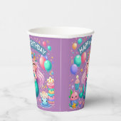 ハッピーバースデー小さな女の子マーメイド紙カップ 紙コップ (右)