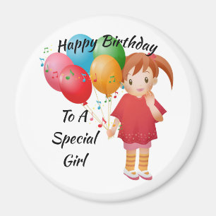 ハッピーバースデー小さな女の子磁石 マグネット