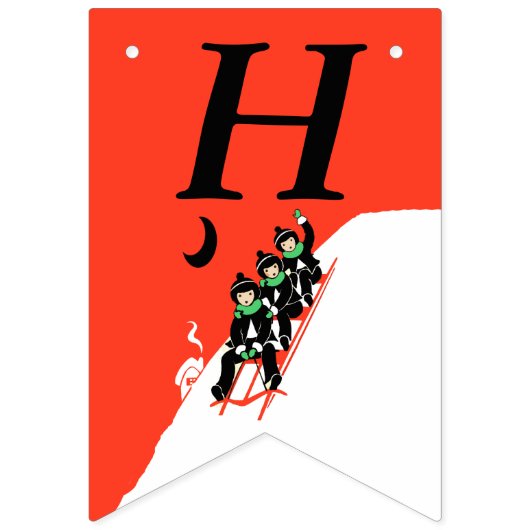 ハッピーバースデー小さな少年たちスノードスノーレッド バンティングフラッグ (第1の旗)