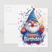 ハッピーバースデー小人：遊び心あふれる誕生日デザイン ポストカード (正面/裏面)