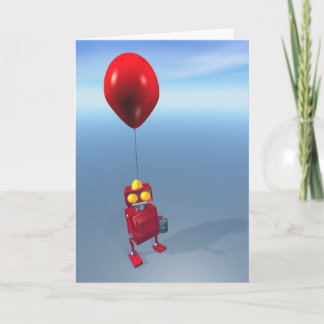 ハッピーバースデー小型赤ロボットカード カード