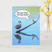 ハッピーバースデー小鳥ユーモア カード (黄色い花)