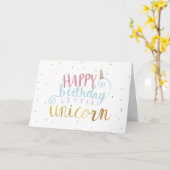 ハッピーバースデー少しユニコーンの金ゴールドホイルのフェスティバル カード (黄色い花)